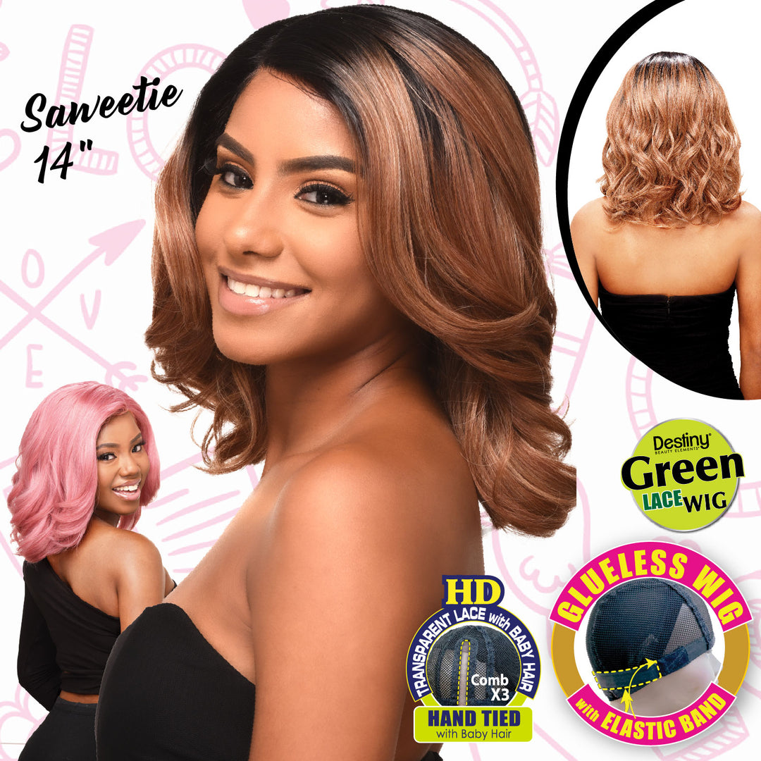 Destiny Transparent Lace Wig - Saweetie 14In - 1B