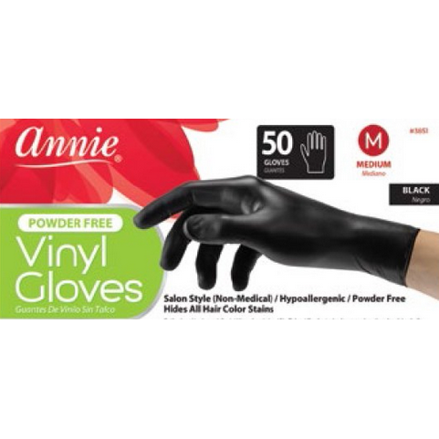 Annie Powder Free Vinyl Gloves Xl Black