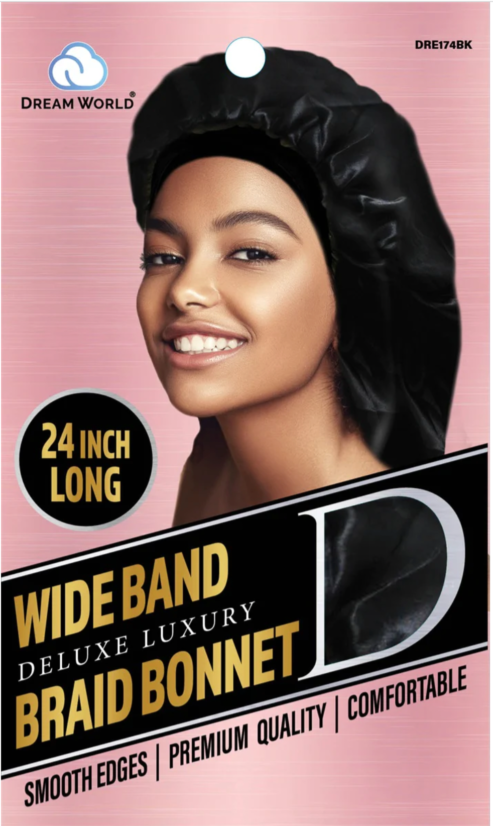 Dream World Wide Band Braid Bonnet (Black)