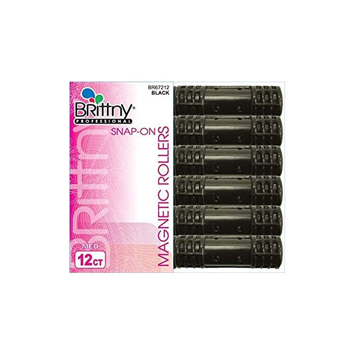 Brittny Prof. Black Snap On Rollers (12Ct)