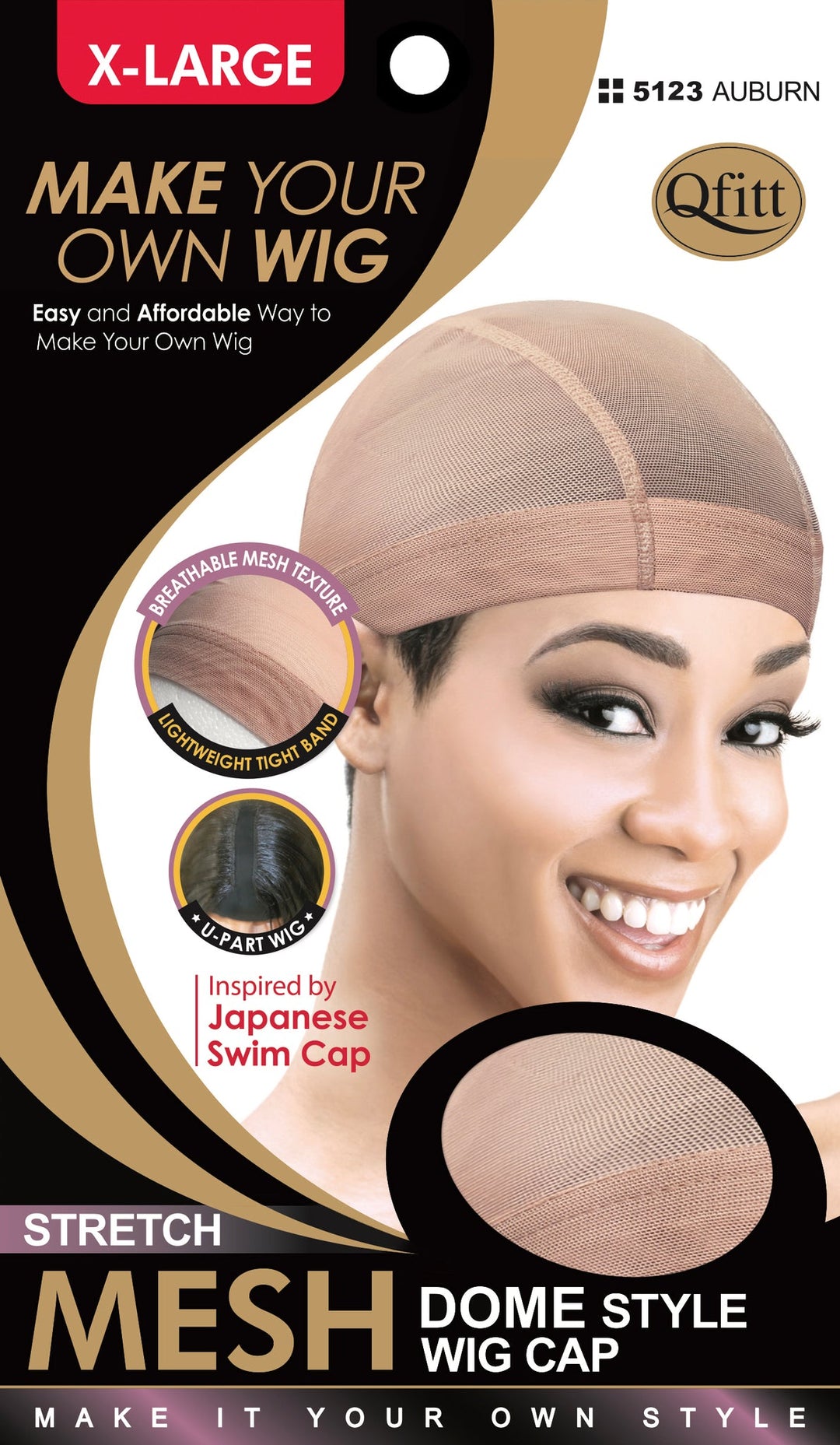 M&M Headgear L Part Stretch Mesh Wig Cap (Black)