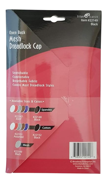 Titan Classic Mesh Dreadlock Cap (Black)