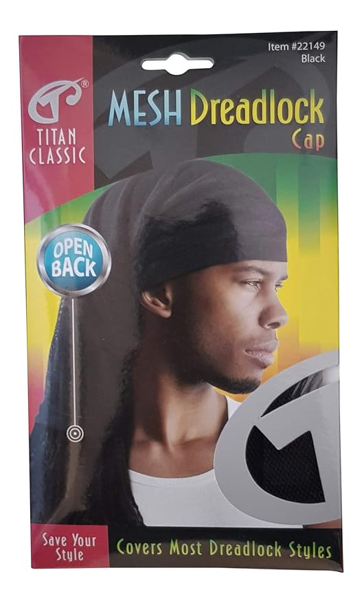 Titan Classic Mesh Dreadlock Cap (Black)