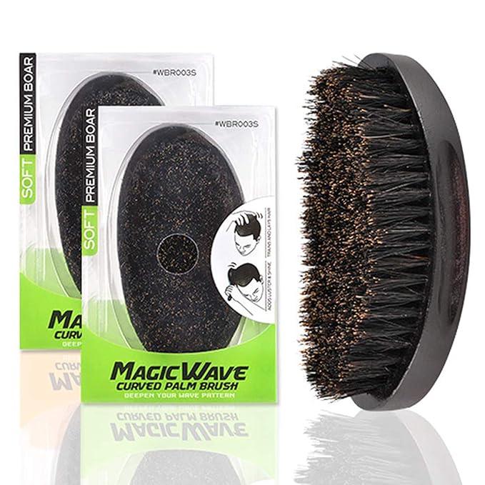 Magic Wave Curved Palm Brush Soft Premium Boar
