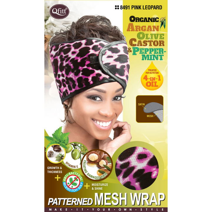Qfitt Patterned Mesh Wrap Pink Leopard