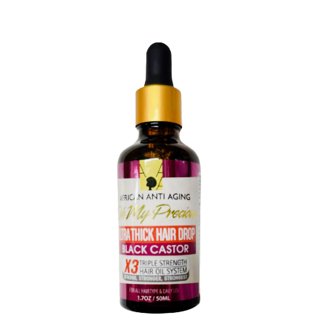African Anti Aging Ultra Thick Hair Drop Black Castor 1.7Oz