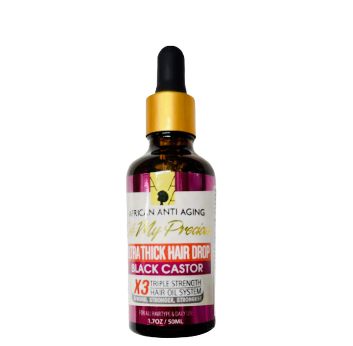 African Anti Aging Ultra Thick Hair Drop Black Castor 1.7Oz