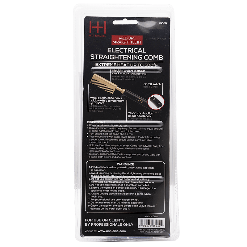 Hot & Hotter Medium Double Sided Teeh Straightening Comb